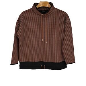 Madeleine Mode Womens Funnel‎ Neck Knit Tunic Top 14 Houndstooth Stretch Indie